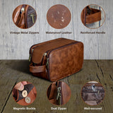 Personalized Leather Toiletry Bag for Men Large Capacity Toiletry Travel Bag PU Leather Waterproof Shaving Bag Travel Essentials Customized Gifts for Husband Groomsmen Father's Day