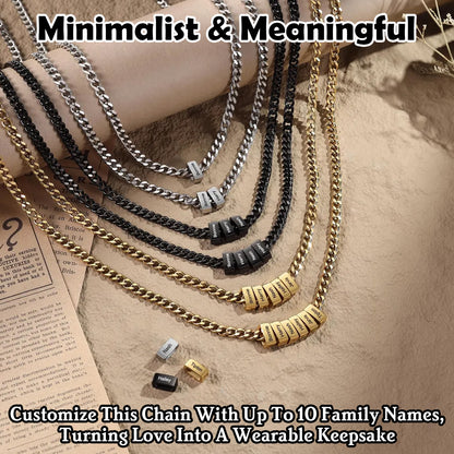 Personalized Men Necklace with Family Name Custom 1-10 Names Curb Chain Custom Pendant Necklace Men Jewelry Gift Father's Day Gift Gifts for Dad Grandpa Husband Son Family