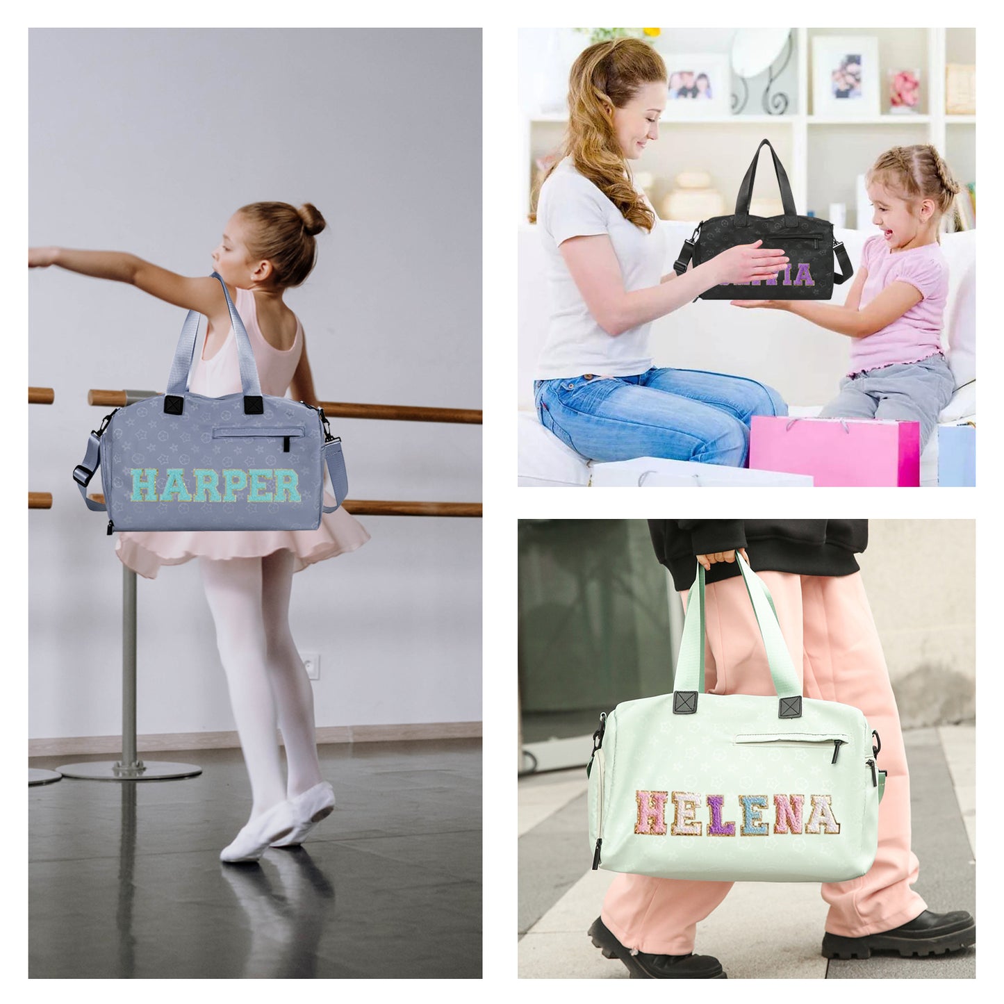 Large Capacity Dance Bag with Chenille Letter