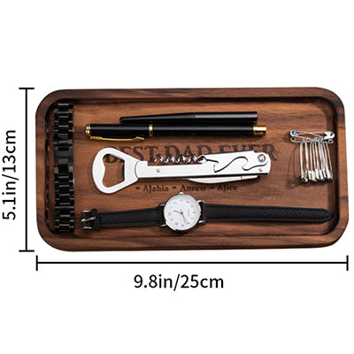 Custom Engraved Wooden Jewelry Tray, Personalized Father's Day Gift for Dad