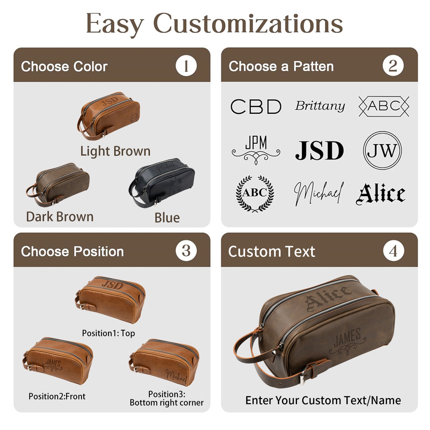 Personalized Thickened Vegan Leather Toiletry Bag