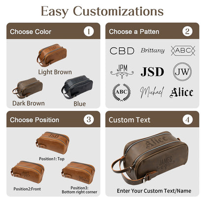 Personalized Thickened Vegan Leather Toiletry Bag