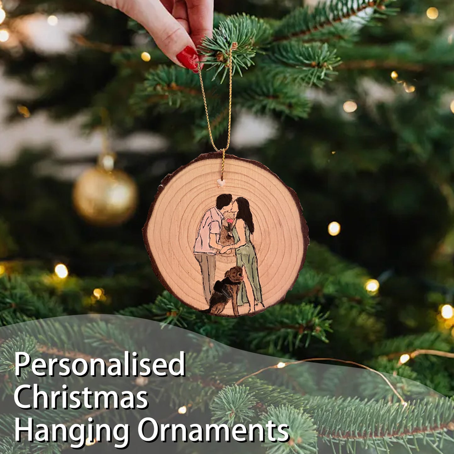 Personalized Family Portrait Xmas Ornament Gift