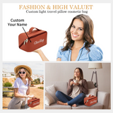Personalized Large Capacity Cosmetic Bag Embroidered Makeup Bag with Name Portable Waterproof PU Leather Makeup Bag with Divider and Handle Travel Makeup Bag Gifts for Women Mom Bridesmaids (Embroidery)
