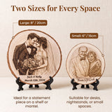 ELULAE Personalized Couple Photo Wood Decor Custom Engraved Portrait on Wood Slice with Display Stand Newlywed Gifts Idea Rustic Wall Art 5th Anniversary Wedding Engagement Gift for Couple