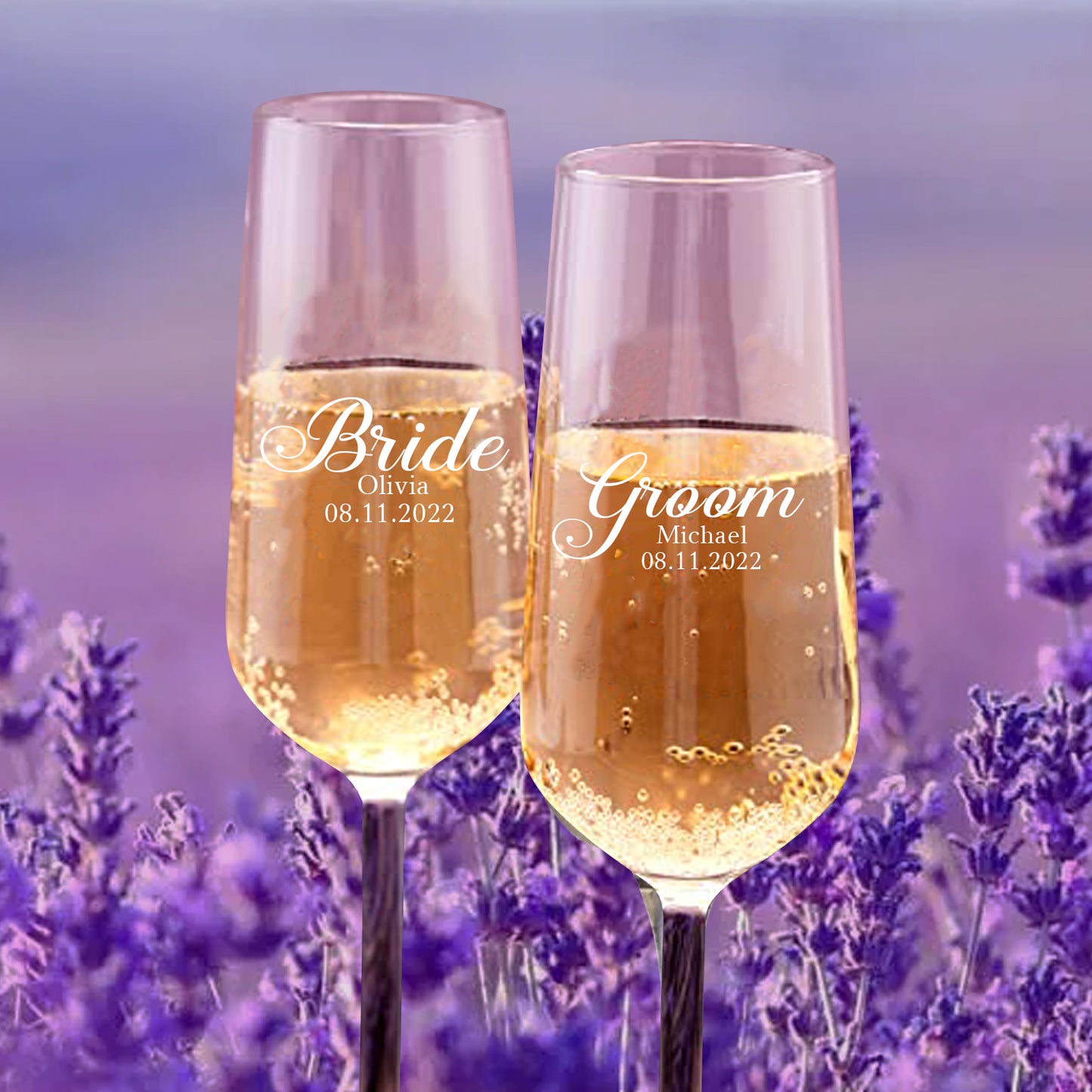 Personalized Champagne Glasses Set of 2