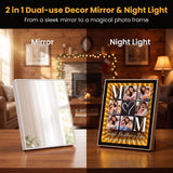 Personalized Photo Mirror Light for Mom 2-in-1 Makeup Mirror & Night Light Family Picture Frame Infinity Mirror Table Night Light Mother's Day Birthday Anniversary Housewarming Xmas Gifts