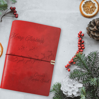 Personalized Leather Recipe Binder, Hand Engraved Name Journal Notebook,