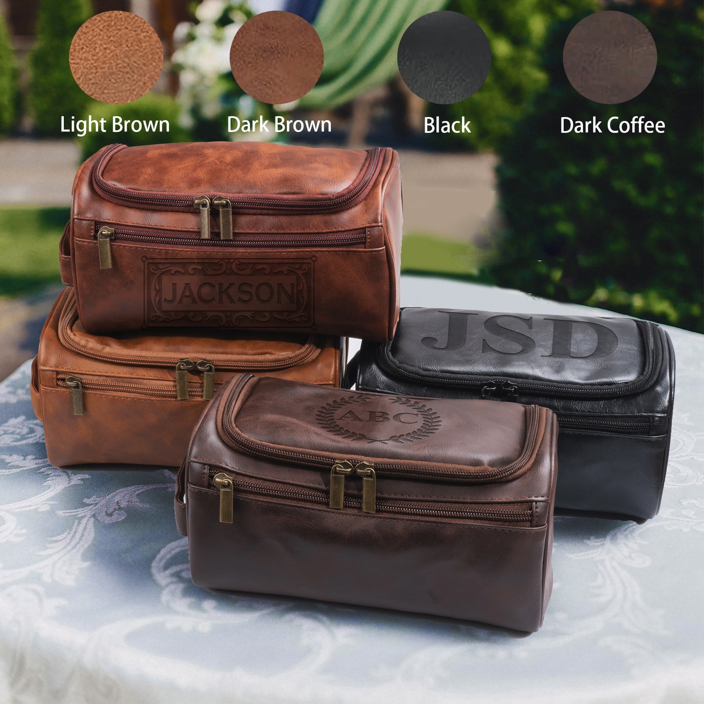 Personalized Men's Leather Toiletry Bag