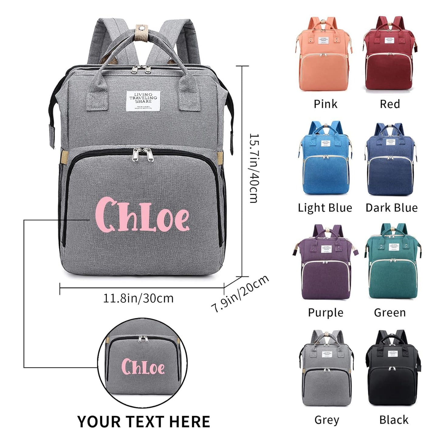 The Ultimate 3-in-1 Personalized Diaper Backpack – Waterproof, Large Capacity & Custom Engraved