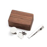 Juego personalizado de alfiler de corbata y gemelos con caja de madera