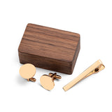 Juego personalizado de alfiler de corbata y gemelos con caja de madera