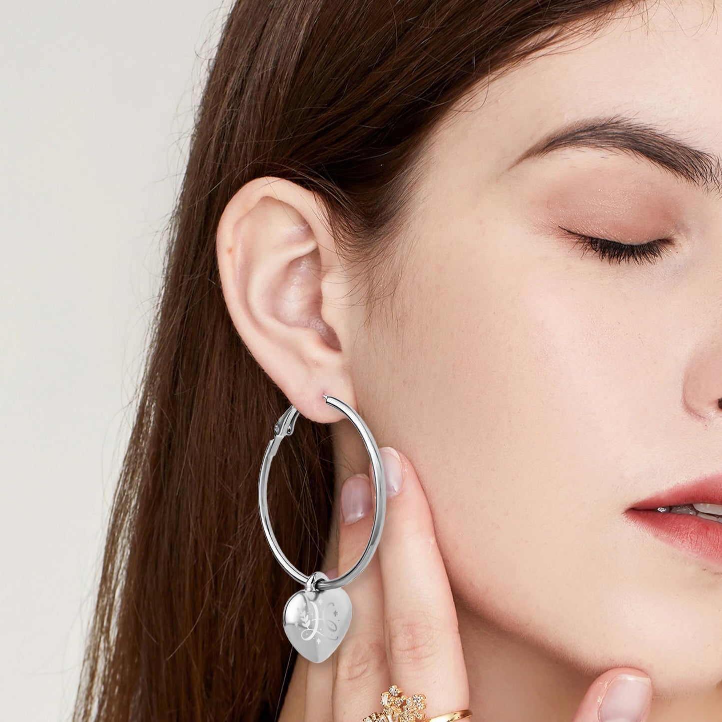 Personalized Heart Hoop Earrings