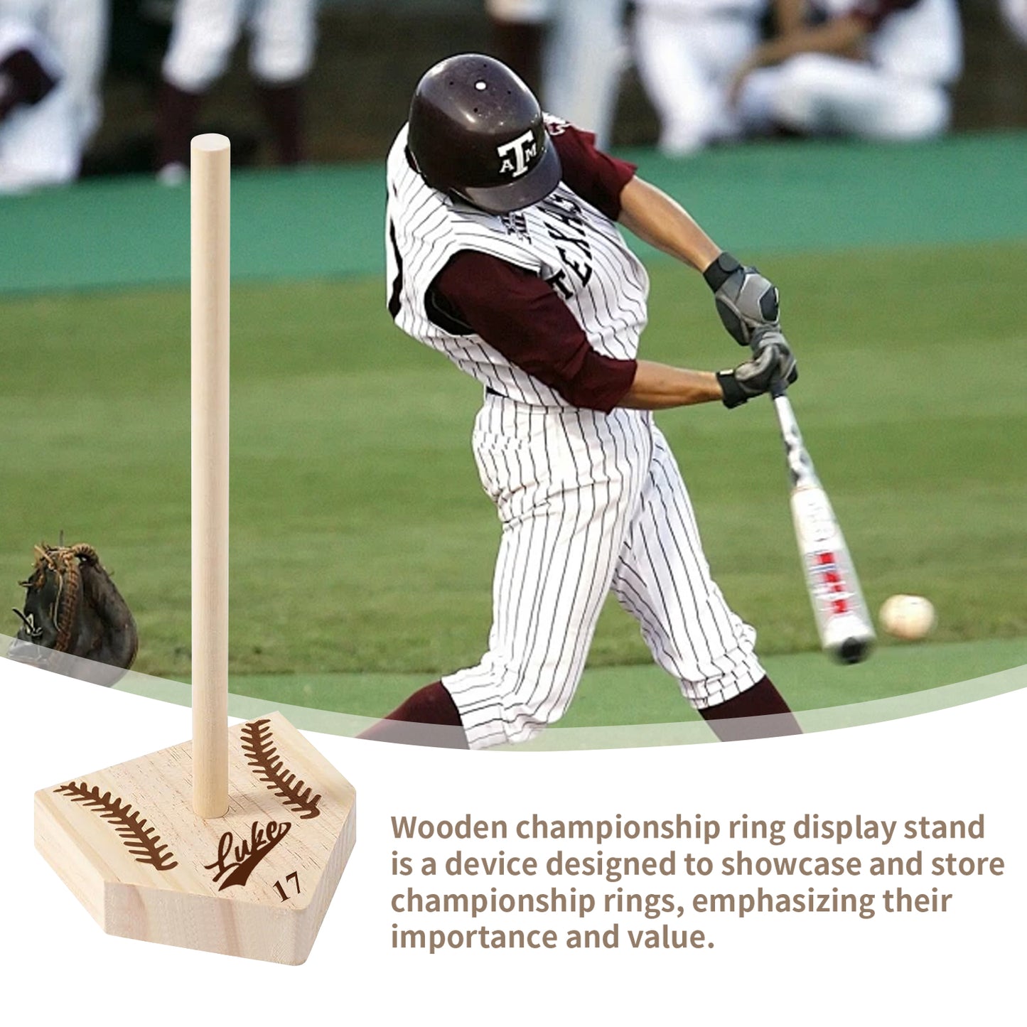 Personalized Wooden Championship Ring Stand