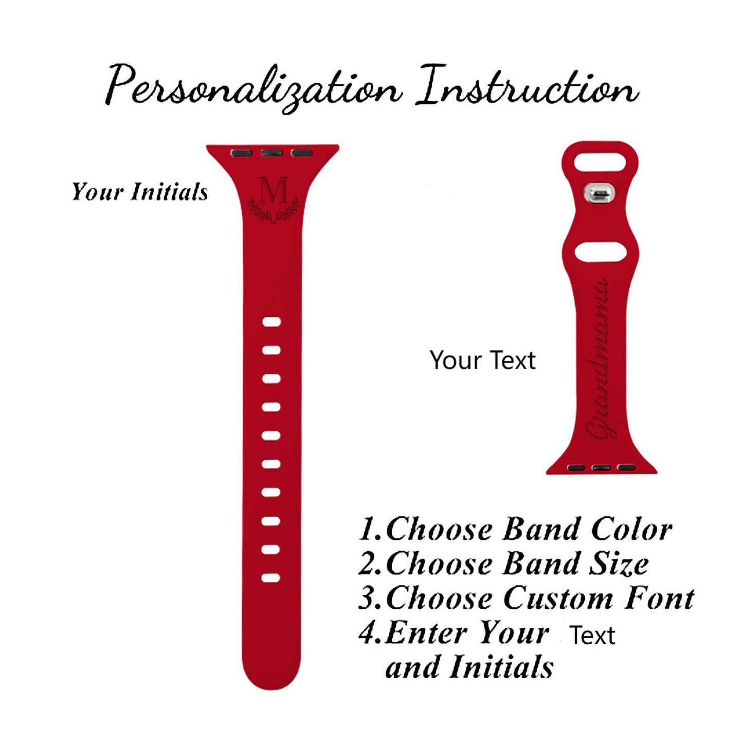 Personalized Engraved Silicone iWatch Band
