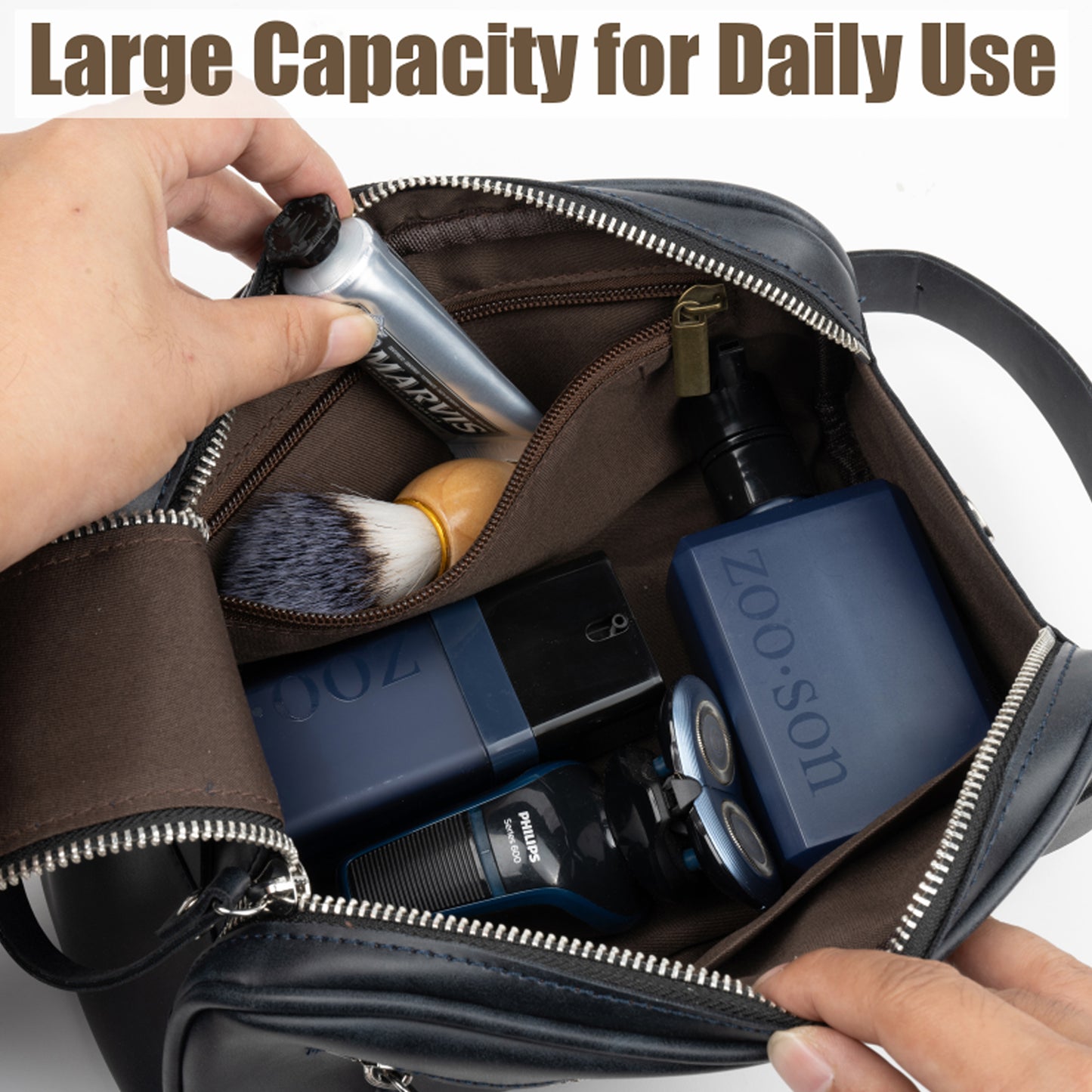 Personalized Thickened Vegan Leather Toiletry Bag