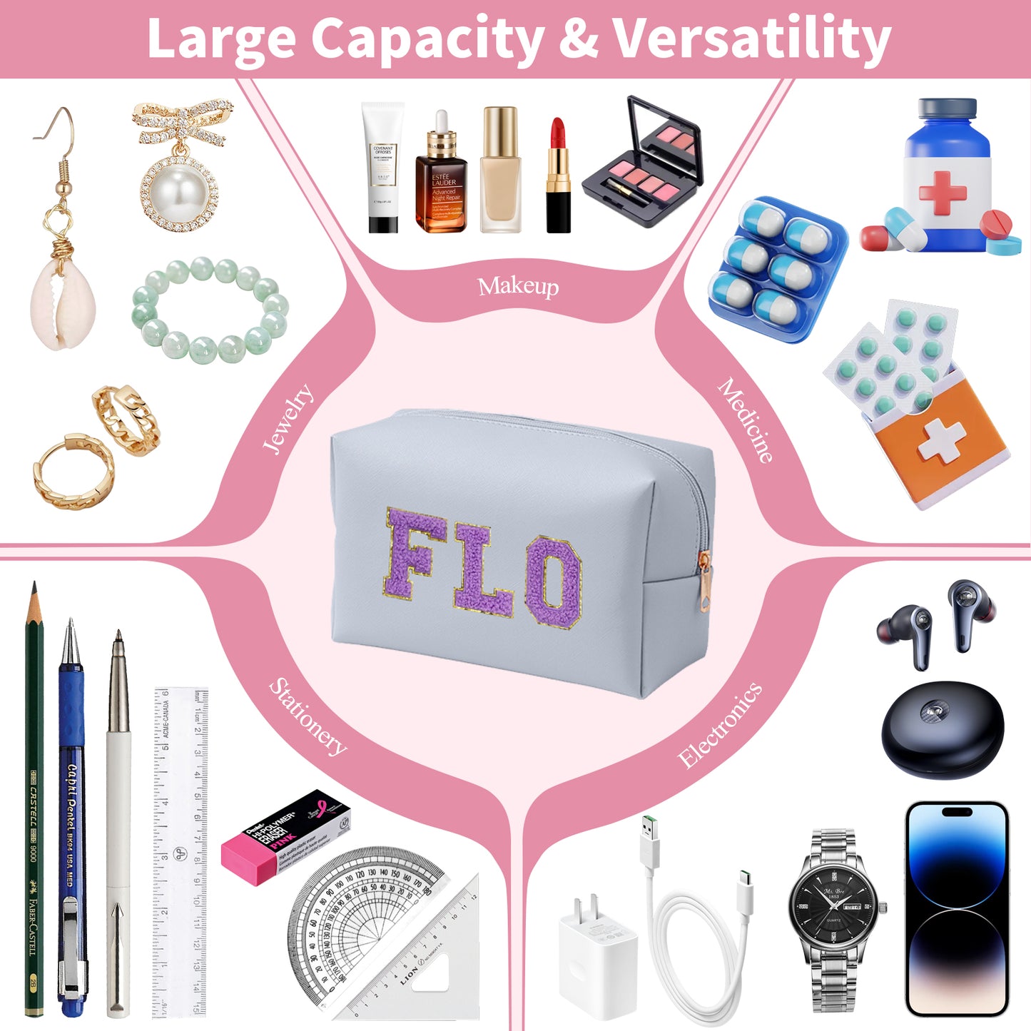 Personalized Preppy Makeup Bag