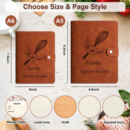 Personalized Recipe Book Handmade Blank Notebook to Write in Your Own Recipes 17 Custom Cover Designs Handcrafted Gift for Mom Dad Husband Wife Grandma Sister Christmas Birthday-XMJ