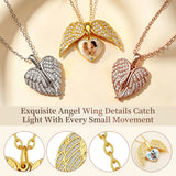 Personalized Sterling Silver Angel Wings Locket Necklace Custom Photo Heart Necklace Memorial Jewelry for Women Gifts for Mom Grandma Wife Girlfriend Mother's Day Anniversary Xmas Gifts