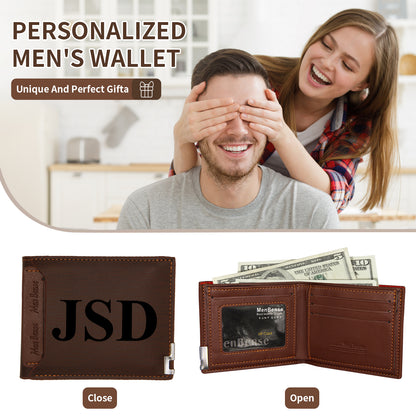 Personalized Mens Wallet, Customized Monogram Wallet for Men, Custom PU Leather Wallet