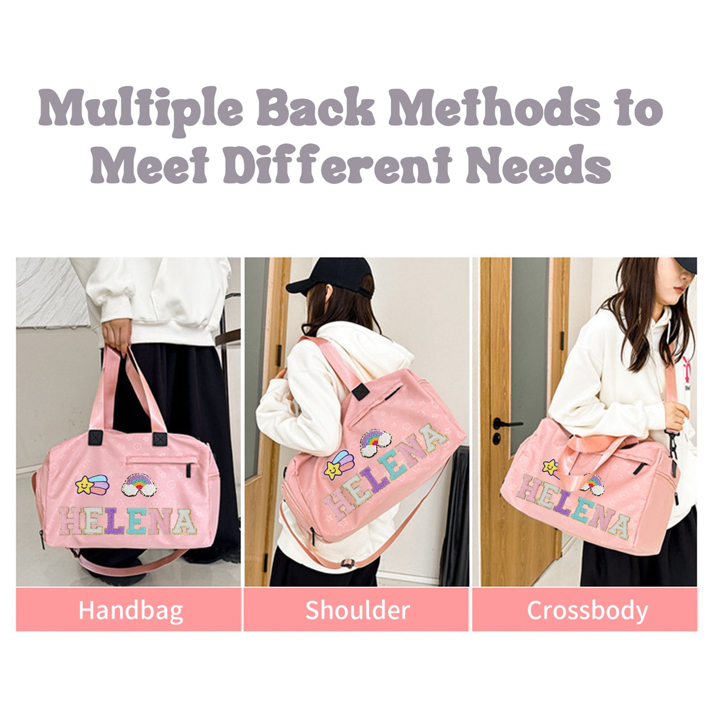 Large Capacity Dance Bag with Chenille Letter