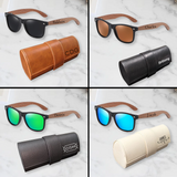 Personalized Wooden Sunglasses with Leather Box Walnut Wood Sunglasses with Dark Polarized Lenses for Men and Women with UVA & UVB Protection Custom Groomsmen Gift Set Unique Gift for Him