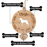 Adorno de Navidad personalizado con silueta de perro