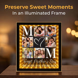 Personalized Photo Mirror Light for Mom 2-in-1 Makeup Mirror & Night Light Family Picture Frame Infinity Mirror Table Night Light Mother's Day Birthday Anniversary Housewarming Xmas Gifts