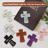 Personalized Magnetic Christian Bookmarks Custom PU Leather Bookmark with Name & Bible Verses Catholic Cross Book Marks Religious Gifts for Women Students Teachers Father Book Lovers