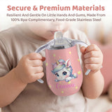 Personalized Insulated Sippy Cup for Toddlers Custom Cute Animal and Name Baby's First Straw Cup Training Cup with Handle BPA Free, 6m+ 10 oz/300ml Birthday Baby Shower Xmas Gifts