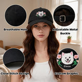 Personalized Embroidered Hats with Pet Portrait & Birth Flower, 100% Cotton Custom Name Baseball Cap for Men Women with Adjustable Buckle, Christmas, Birthday Gift for Pet Owners Lovers Multi