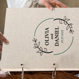 Libro de invitados de lino personalizado para bodas