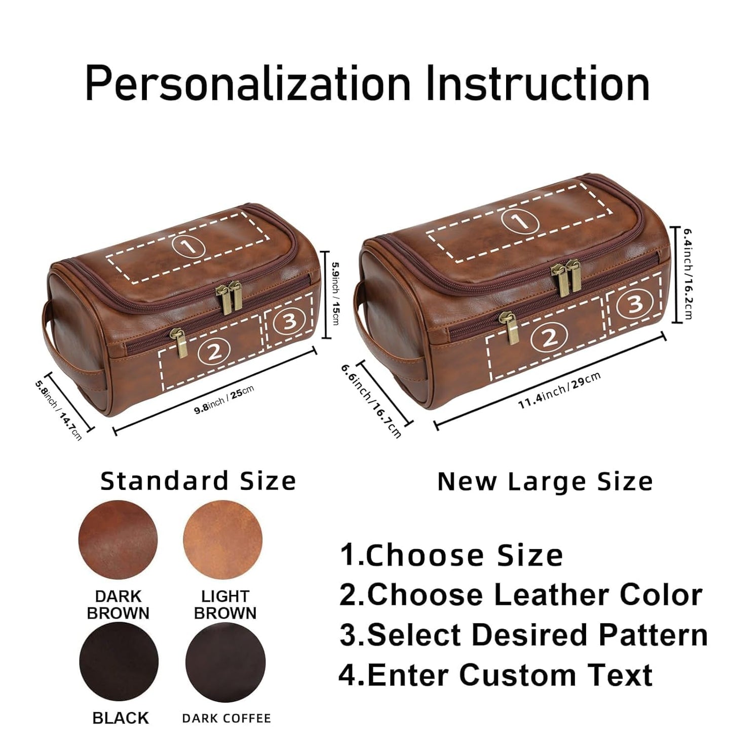 Personalized PU Leather Toiletry Bag For Men with Hook