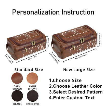 Personalized PU Leather Toiletry Bag For Men with Hook