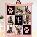 Personalisierte mehrfarbige 6 Hund Katze Fotos weiche Decke mit Pfotenmuster Namen Initiale Geburtstag Geschenk für Tierliebhaber Haustierbesitzer