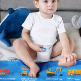 Personalized Construction Truck Blanket with Name – Soft Anti-Pilling Flannel Toddler Throw Gift for Kids