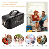 Personalized Large Capacity Cosmetic Bag Embroidered Makeup Bag with Name Portable Waterproof PU Leather Makeup Bag with Divider and Handle Travel Makeup Bag Gifts for Women Mom Bridesmaids (Embroidery)