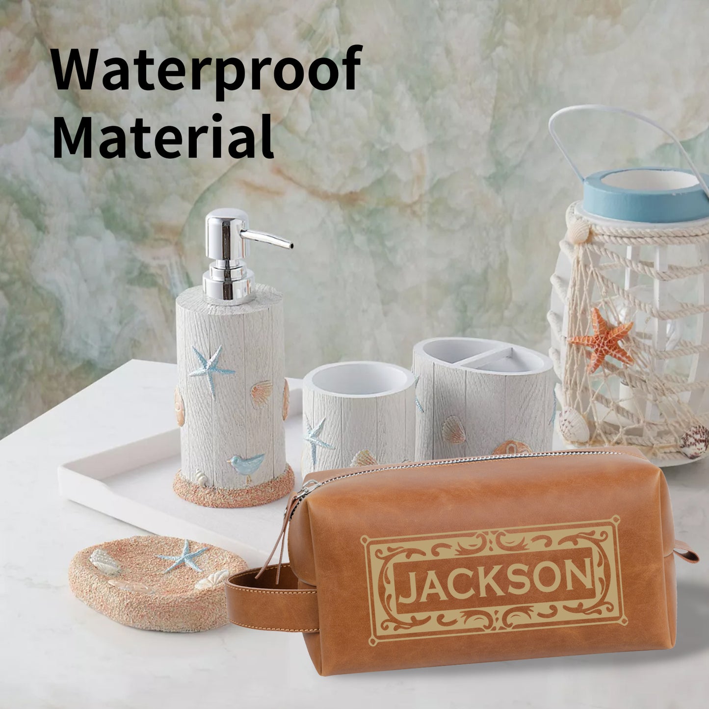 Personalized UV Printed Toiletry Bag Customizable PU Leather Bag Dopp Kit Waterproof Wash Bag Suitable