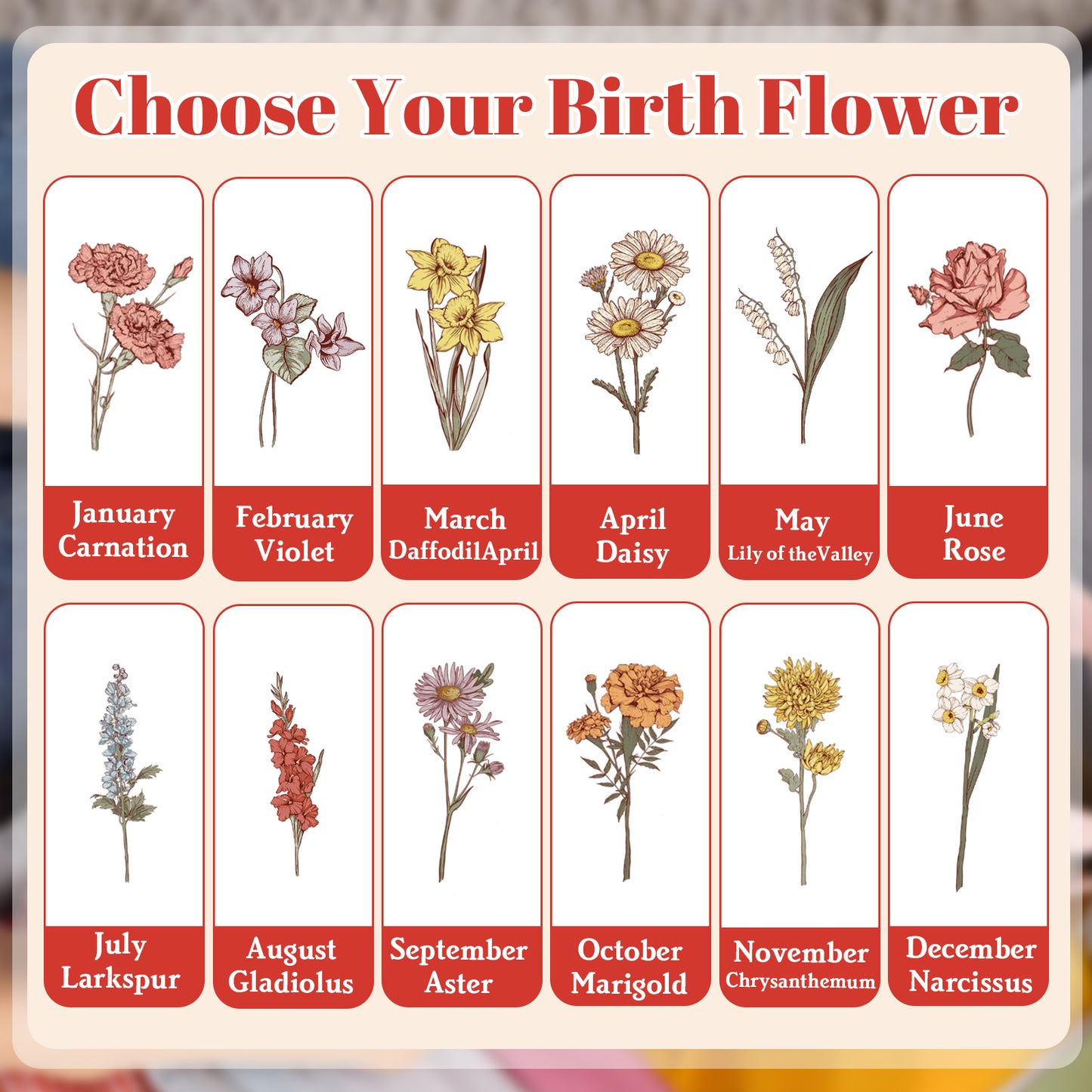 Personalized Birth Flower Makeup Bag with Name