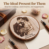 ELULAE Personalized Couple Photo Wood Decor Custom Engraved Portrait on Wood Slice with Display Stand Newlywed Gifts Idea Rustic Wall Art 5th Anniversary Wedding Engagement Gift for Couple