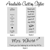Marcapáginas de cuero personalizado para profesor/a