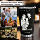 Personalized 20oz Tumbler with Engraved Picture & Text 20 Oz Stainless Steel Travel Tumbler Cup Mug Personalized Gifts for Father's Day Birthday Christmas Anniversary for Men Women Kids