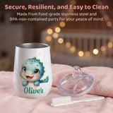 Personalized Insulated Sippy Cup for Toddlers Custom Cute Animal and Name Baby's First Straw Cup Training Cup with Handle BPA Free, 6m+ 10 oz/300ml Birthday Baby Shower Xmas Gifts