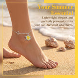 Personalized Sea Turtle Birthstone Anklet with Name Custom Beach Anklet for Women Turtle Jewelry Beach Accessory for Sister Girlfriend Mom Summer Vacation Gift for Birthday Anniversary