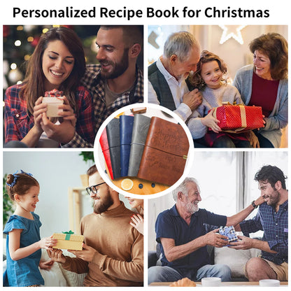 Personalized Leather Recipe Binder, Hand Engraved Name Journal Notebook,