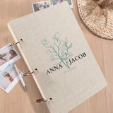 Libro de invitados de lino personalizado para bodas