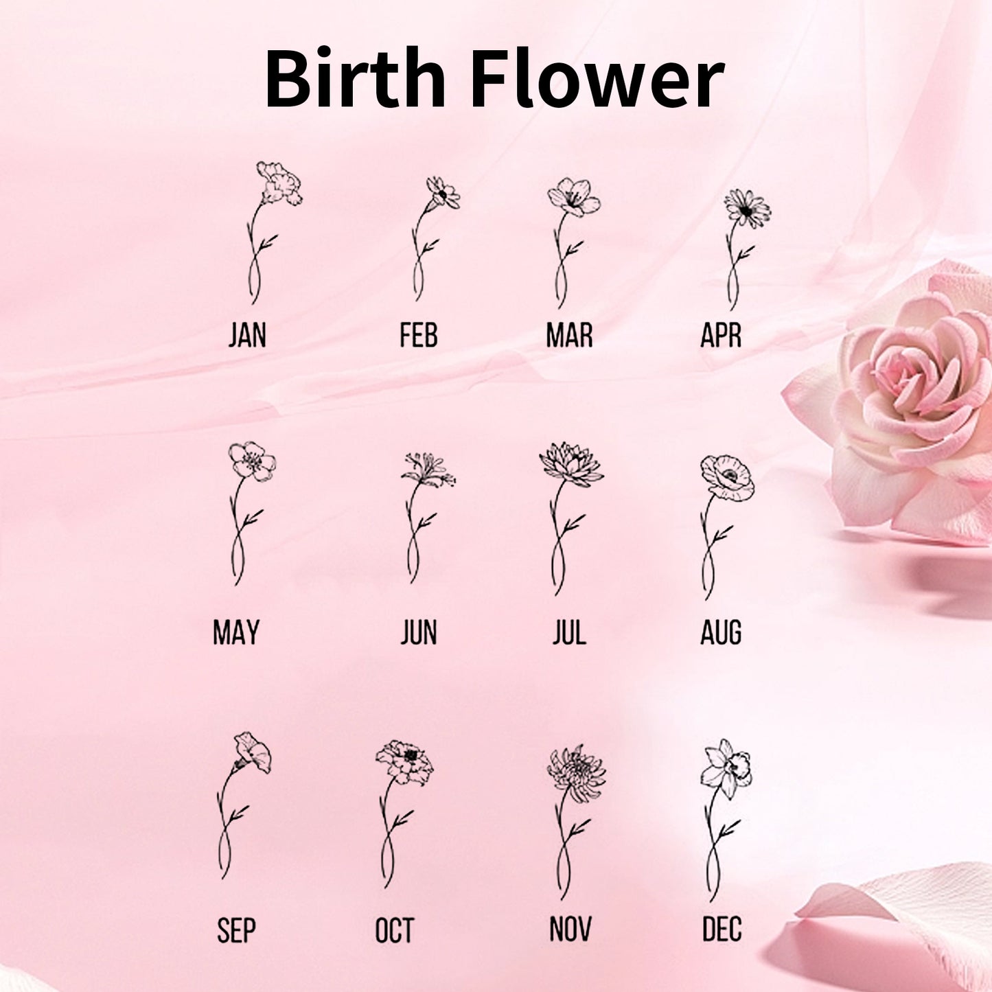Personalized Leather Wallet, Custom Birth Flower Wallet