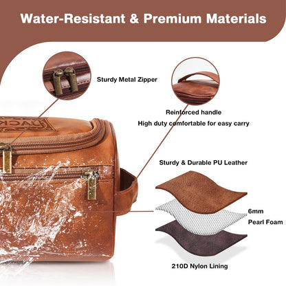 Personalized PU Leather Toiletry Bag For Men with Hook