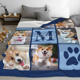 Personalisierte mehrfarbige 6 Hund Katze Fotos weiche Decke mit Pfotenmuster Namen Initiale Geburtstag Geschenk für Tierliebhaber Haustierbesitzer