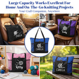 Personalized Knitted Design Tote Bag Crochet Organizer with Name Large Capacity Oxford Tote Bag with Multiple Pockets Women's Travel Essentials Gifts for Sewing & Crochet Lovers Mom Wife